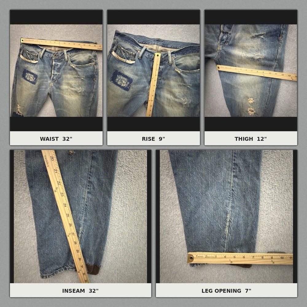 Polo Ralph Lauren Jeans Mens 32x32 Slim Distressed Patched Repaired Restored - Picture 12 of 12